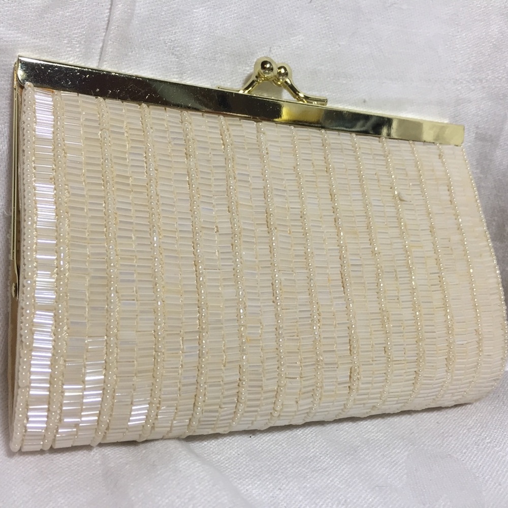 LA REGALE IVORY BEADED EVENING BAG